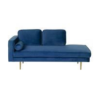 Beliani Chaise longue fluwelen stof marineblauw links MIRAMAS