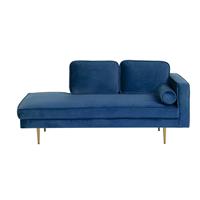 Beliani Chaise longue fluwelen stof marineblauw rechts MIRAMAS