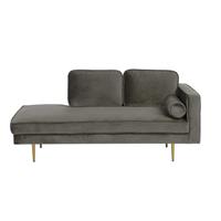 Beliani Chaise longue fluwelen stof taupe rechts MIRAMAS