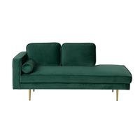 Beliani Chaise longue fluwelen stof smaragdgroen links MIRAMAS