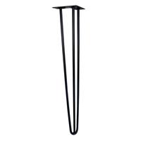 Furniture Legs Europe Zwarte massieve 3-punt hairpin tafelpoot 72 cm (set van 4 stuks)