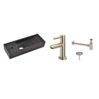 Wiesbaden FonteinPack Small Natuursteen Links 38x14x8 cm RVS (Keuze uit 8 kranen)