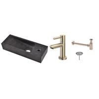 Wiesbaden FonteinPack Small Natuursteen Rechts 38x14x8 cm RVS (Keuze uit 8 kranen)