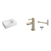 Boss & Wessing FonteinPack Houston Mat Wit Keramiek Rechts 37x23 cm RVS (Keuze uit 8 kranen)