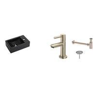 Boss & Wessing FonteinPack Houston Mat Zwart Keramiek Rechts 37x23 cm RVS (Keuze uit 8 kranen)
