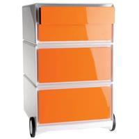 PAPERFLOW Rollcontainer easyBox, 4 Schübe, weiß / orange