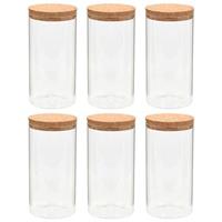 VidaXL Opbergpotten met kurken deksel 6 st 1100 ml glas