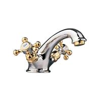 Sapho Wastafelmengkraan  Antea 2-knop Uitloop 6.5 cm Chroom / Goud 