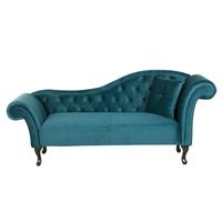 Beliani Chaise longue fluweelstof blauw rechtszijdig LATTES