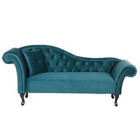 Beliani Chaise longue linkszijdig fluweelstof blauw LATTES