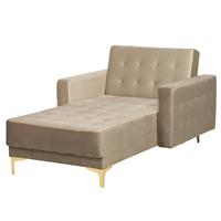 Beliani Chaise longue fluweelstof zandbeige ABERDEEN