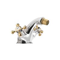 Sapho Bidetmengkraan  Antea 2-knop Gebogen 7.2 cm Chroom / Goud (incl. clickwaste)