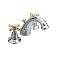 Sapho Wastafelmengkraan 3-gats  Antea 2-knop Uitloop Gebogen 8.5 cm Chroom / Goud (incl. waste)