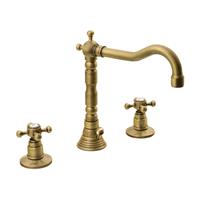 Sapho Wastafelmengkraan Retro 3-gats  Antea 2-knop Uitloop Gebogen 17.5 cm Brons (incl. waste)