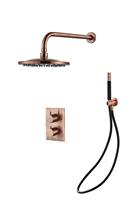 saniclear Copper Pro inbouw regendouche met wandarm en 20cm hoofddouche geborsteld koper zwart