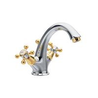 Sapho Wastafelmengkraan  Antea 2-knop Uitloop 12 cm Chroom / Goud 