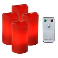 LED-Stumpenkerzen 4er-Set Advent rot inkl. Fernbed.