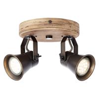 Brilliant Leuchten Seed Spotrondell 2flg schwarz stahl/holz hell