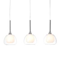 Brilliant Leuchten Hadan Pendelleuchte 3flg chrom/weiß-transparent