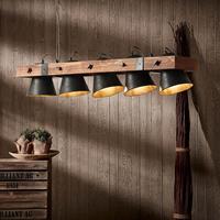 Brilliant Leuchten Plow Pendelleuchte 5flg schwarz stahl/holz