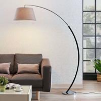 Lampenwelt.com Gebogen vloerlamp Evelyna met stoffen lampenkap