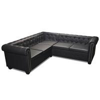 VidaXL Chesterfield 5-zitsbank kunstleer zwart