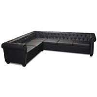 vidaXL Chesterfield Ecksofa 6-Sitzer Kunstleder  Schwarz