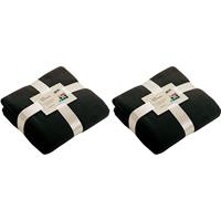 James & Nicholson 2x Fleece dekens/plaids zwart 130 x 170 cm Zwart