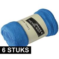 James & Nicholson 6x Fleece dekens/plaids kobaltblauw 120 x 160 cm Blauw