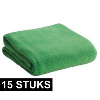 15x Fleece dekens/plaids groen 120 x 150 cm Groen