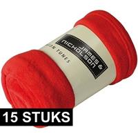 James & Nicholson 15x Fleece dekens/plaids rood 120 x 160 cm Rood