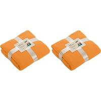 James & Nicholson 2x Fleece dekens/plaids oranje 130 x 170 cm Oranje
