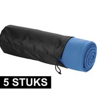 5x Fleece deken zee blauw 150 x 120 cm Blauw