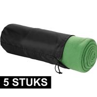 5x Fleece deken groen 150 x 120 cm Groen