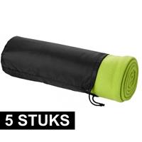 5x Fleece deken lime 150 x 120 cm Groen