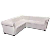 vidaXL Chesterfield Sofa 5-Sitzer Kunstleder  Weiß