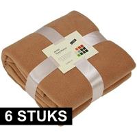 James & Nicholson 6x Fleece dekens/plaids camel 130 x 170 cm Beige