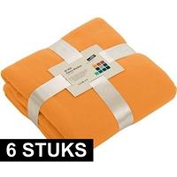 James & Nicholson 6x Fleece dekens/plaids oranje 130 x 170 cm Oranje
