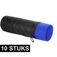 10x Fleece deken kobalt blauw 150 x 120 cm Blauw