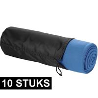 10x Fleece deken zee blauw 150 x 120 cm Blauw