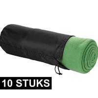 10x Fleece deken groen 150 x 120 cm Groen