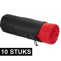 10x Fleece deken rood 150 x 120 cm Rood