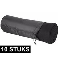 10x Fleece deken zwart 150 x 120 cm Zwart