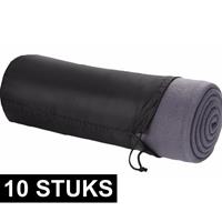 10x Fleece bank deken grijs 150 x 120 cm Grijs