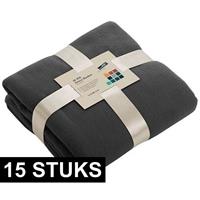 James & Nicholson 15x Fleece dekens/plaids donkergrijs 130 x 170 cm Grijs