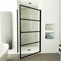 saniclear Nero douchedeur 100x200 8mm NANO met zwarte profielen