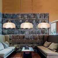 Bistro - 3 Light Ceiling Pendant Bar Weiß, Antik Messing mit Glasschirmen, E27 - Searchlight