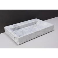 Forzalaqua Bellezza wastafel 60x40x9cm rechthoek 1 wasbak 1 kraangat carrara gepolijst marmer 100460