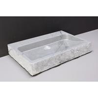 Forzalaqua Palermo wastafel 60x40x9cm rechthoek 1 wasbak 1 kraangat carrara gepolijst gekapt marmer 100494