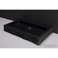 Forzalaqua Palermo wastafel 80.5x51.5x9cm rechthoek 1 wasbak 2 kraangaten graniet gezoet gekapt antraciet 8010280